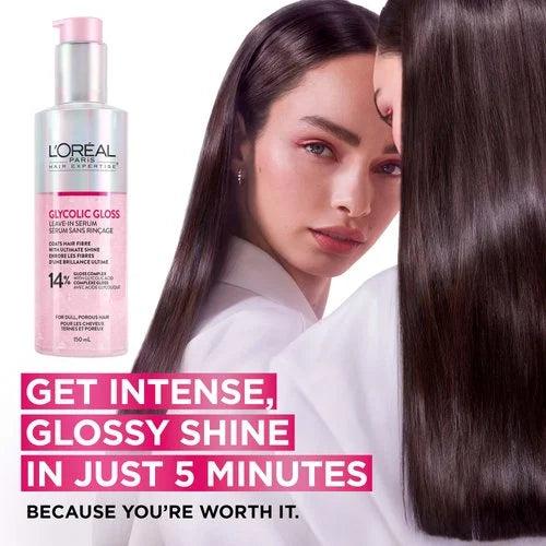 L'oreal Glycolic Gloss Leave-In Serum 14% - 150ml